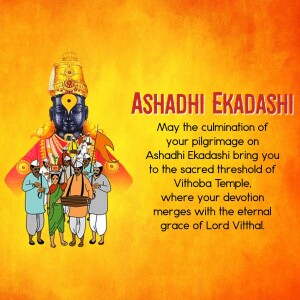 Image depicting Lord Viththal and a festive Ashadhi Ekadashi celebration.