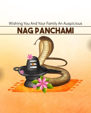 Nag Panchami festival greeting with a cobra and Shiva Lingam