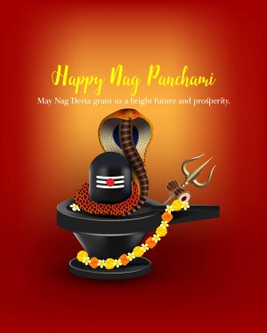 Image depicting a Shiva Lingam with a cobra and trident for Nag Panchami