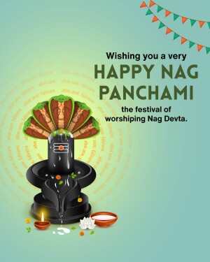 Nag Panchami festival greeting with snake and Shiva Lingam