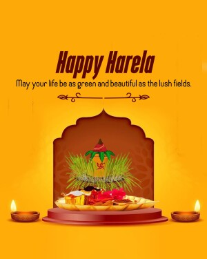 Harela festival greeting with traditional offerings and decorations