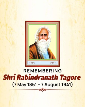 Portrait of Rabindranath Tagore with remembrance text