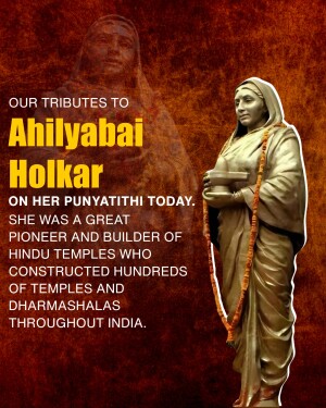 Image of Ahilyabai Holkar, a historical figure known for building temples and dharmashalas.