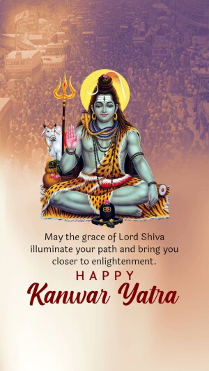 Lord Shiva with Trishul and Nandi during Kanwar Yatra