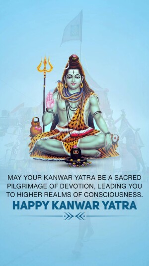 Image of Lord Shiva with a Kanwar Yatra greeting