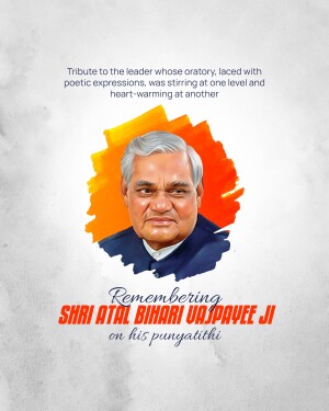 Portrait of Atal Bihari Vajpayee with Indian flag colors