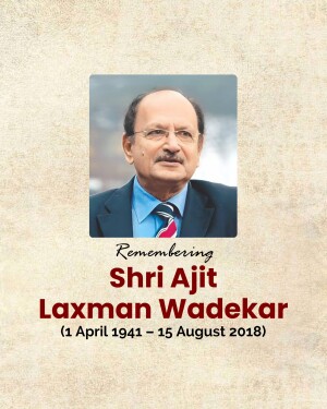 Portrait of Shri Ajit Laxman Wadekar with remembrance text
