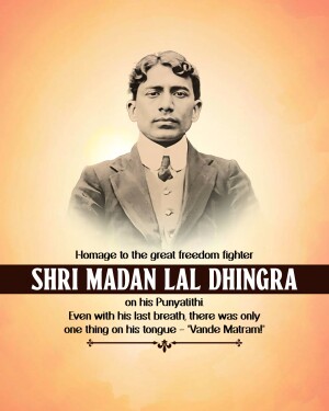 Portrait of Shri Madan Lal Dhingra, an Indian revolutionary and freedom fighter.