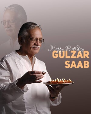 Portrait of Gulzar with a birthday cake