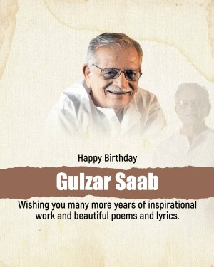 Portrait of Gulzar with birthday greetings