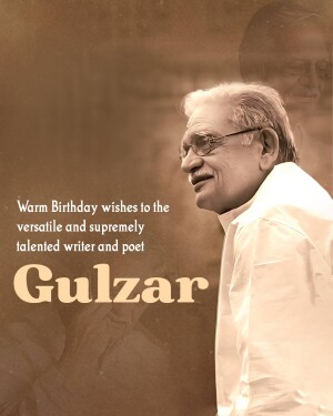 Portrait of Gulzar with birthday wishes
