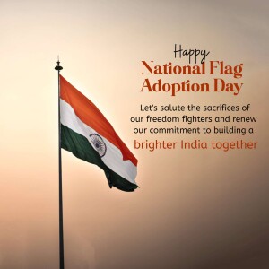 Indian Flag waving on a pole with a celebratory message