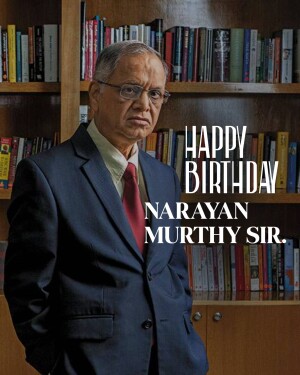Portrait of Narayan Murthy with a birthday greeting