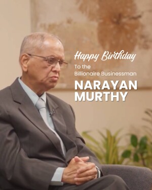 Portrait of Narayana Murthy with birthday greetings