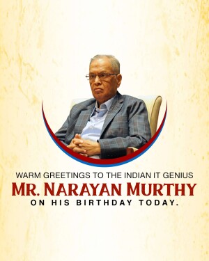 Portrait of Narayan Murthy with birthday greetings