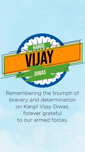 Kargil Vijay Diwas poster with text and Indian flag colors