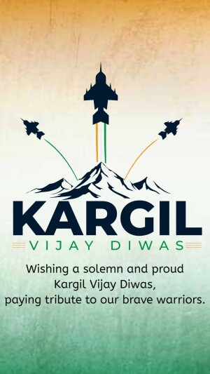 Kargil Vijay Diwas image with fighter jets and the Indian flag