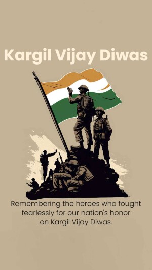 Image depicting Indian soldiers with the national flag on Kargil Vijay Diwas.