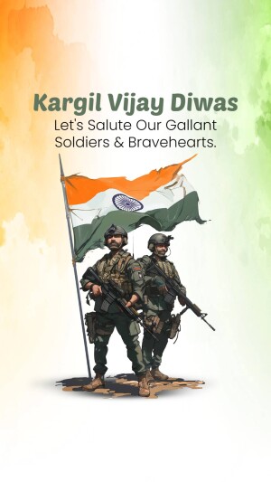 Kargil Vijay Diwas image with Indian flag and soldiers