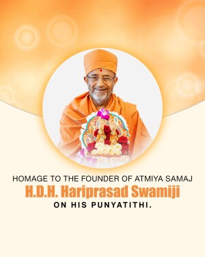 Portrait of H.D.H. Hariprasad Swamiji with floral tribute