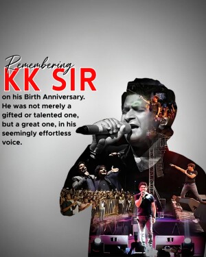 Poster commemorating KK's birthday with a portrait and performance images.