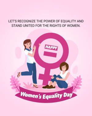 Illustration depicting women's equality with a female symbol and diverse women.