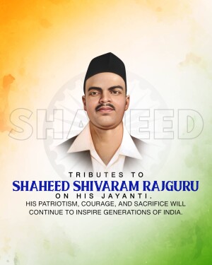 Portrait of Shaheed Shivaram Rajguru with Indian Flag Background