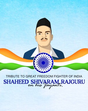 Illustration of Shaheed Shivaram Rajguru with Indian flag and Ashoka Chakra