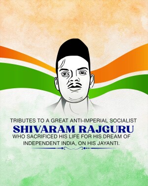 Portrait of Shivaram Rajguru with Indian flag background