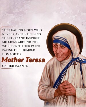 Portrait of Mother Teresa with inspirational quote