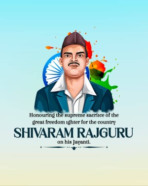 Portrait of Shivaram Rajguru with Indian flag colors