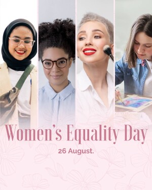 Collage of diverse women with text 'Women's Equality Day'