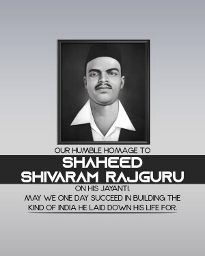 Portrait of Shaheed Shivaram Rajguru with tribute text