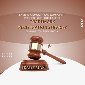 Gavel with Trademark stamp, representing trademark registration services.