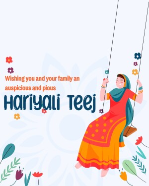Illustration of a woman on a swing celebrating Hariyali Teej