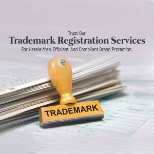 Trademark registration services with stamp and legal documents