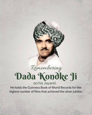 Portrait of Dada Kondke with text commemorating his Jayanti