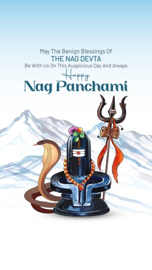 Nag Panchami festival greeting with Shiva Linga and snake