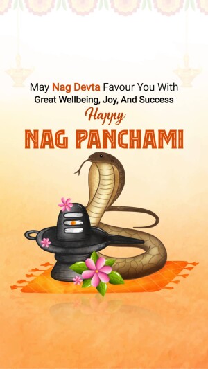 Nag Panchami greeting with a cobra and Shiva Lingam