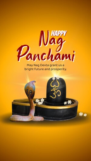 Nag Panchami greeting with snake and Shiva Lingam