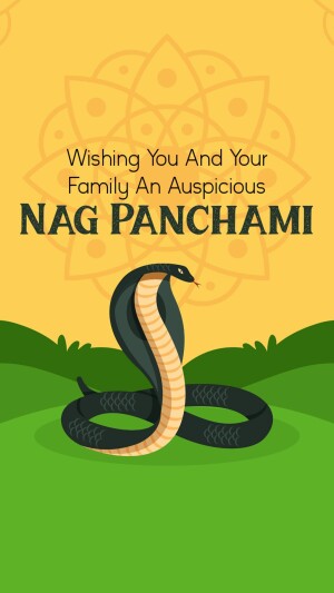 Nag Panchami greeting card with a snake illustration
