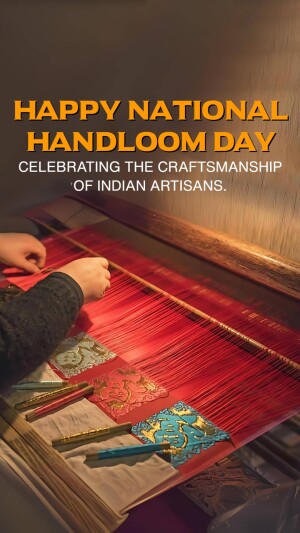 Image celebrating National Handloom Day with a weaver at work.