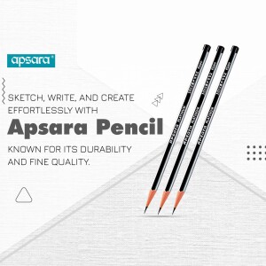 Three Apsara pencils with orange tips against a light gray and white background.