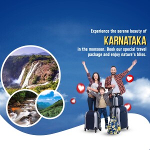 Family enjoying a travel package to Karnataka during the monsoon season.