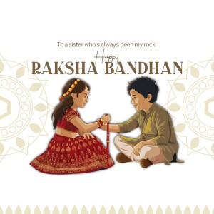Illustration of a brother tying a Rakhi on his sister's wrist.