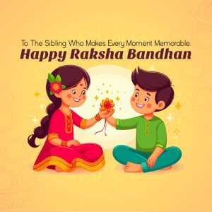 Illustration of a brother and sister celebrating Raksha Bandhan