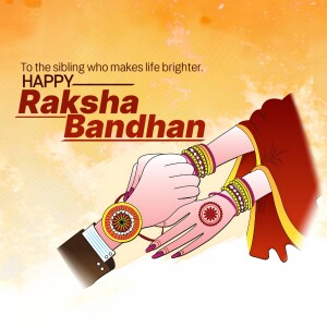 Raksha Bandhan illustration of hands tying a Rakhi