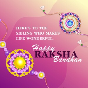 Raksha Bandhan greeting with colorful rakhis and text