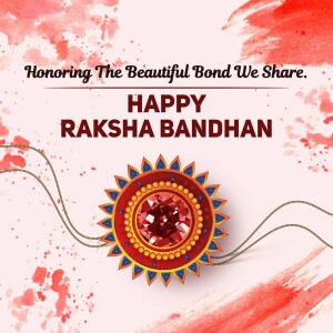 Raksha Bandhan greeting card with a decorative Rakhi