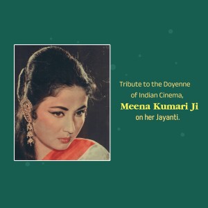 Portrait of Meena Kumari with text commemorating her birth anniversary